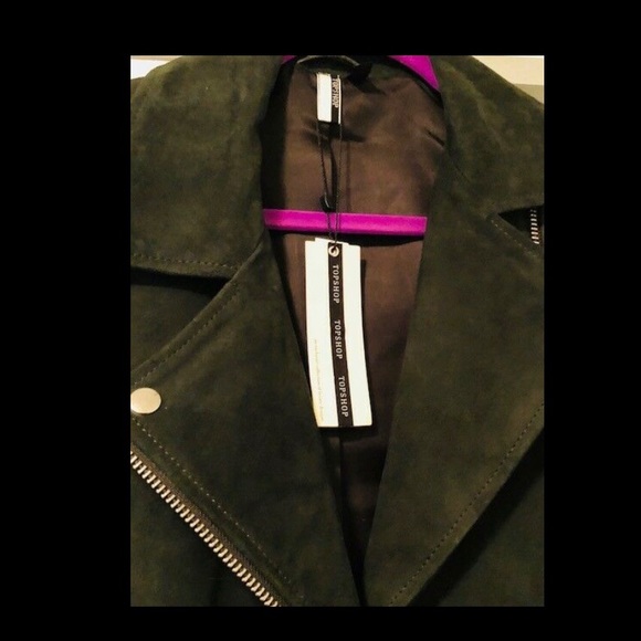 TOPSHOP FOREST GREEN SUEDE CADDY JACKET - Picture 6 of 7